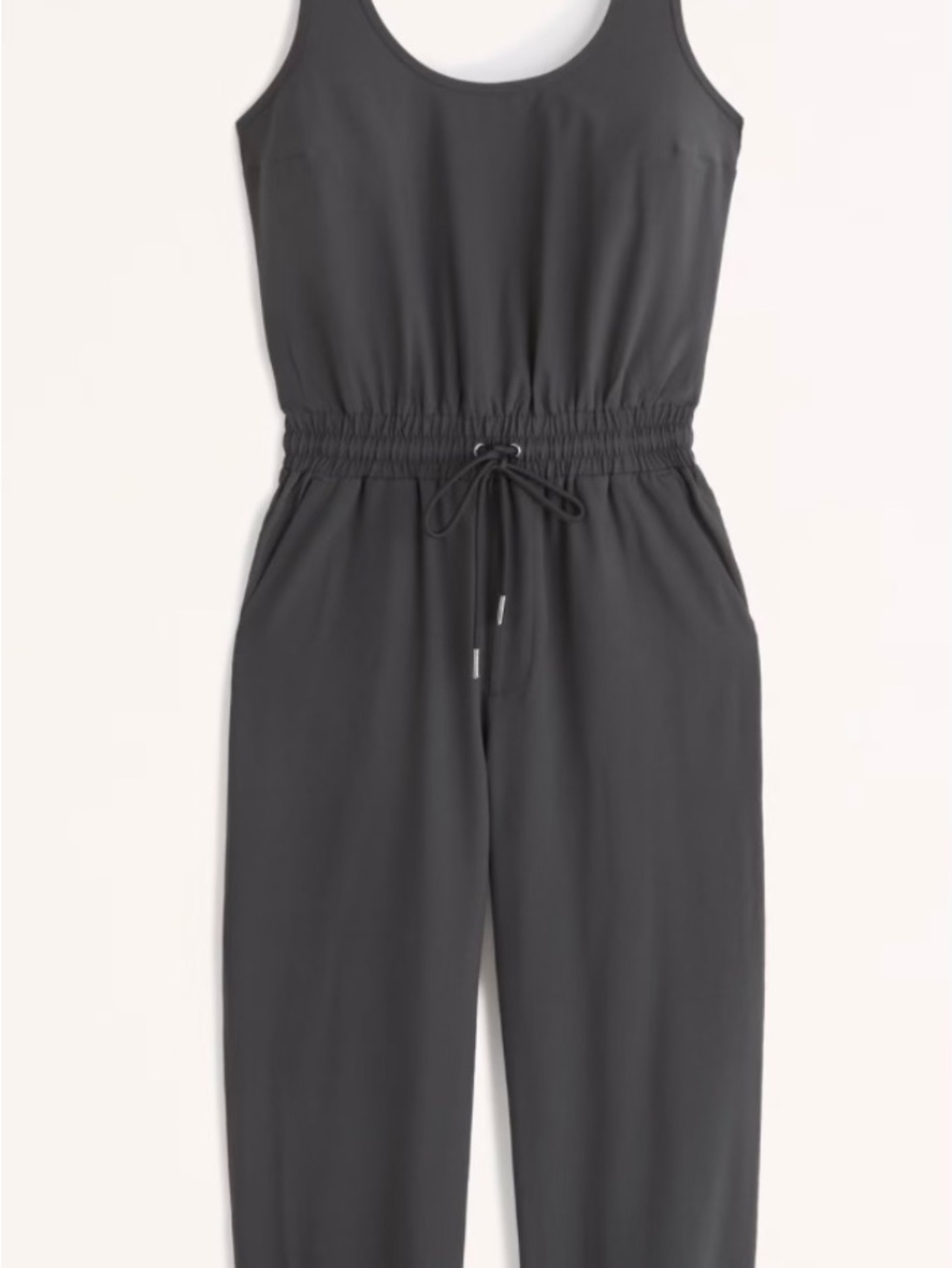 Abercrombie & Fitch Sleeveless Drawstring Waist Jumpsuit - Charcoal Gray